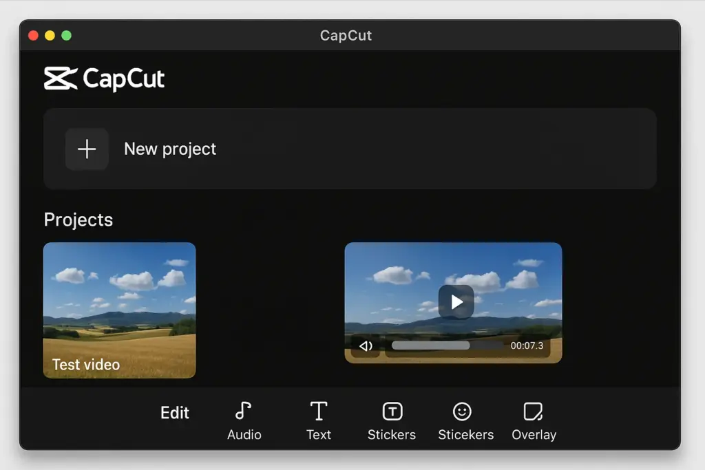 capcut pro app interface on mac
